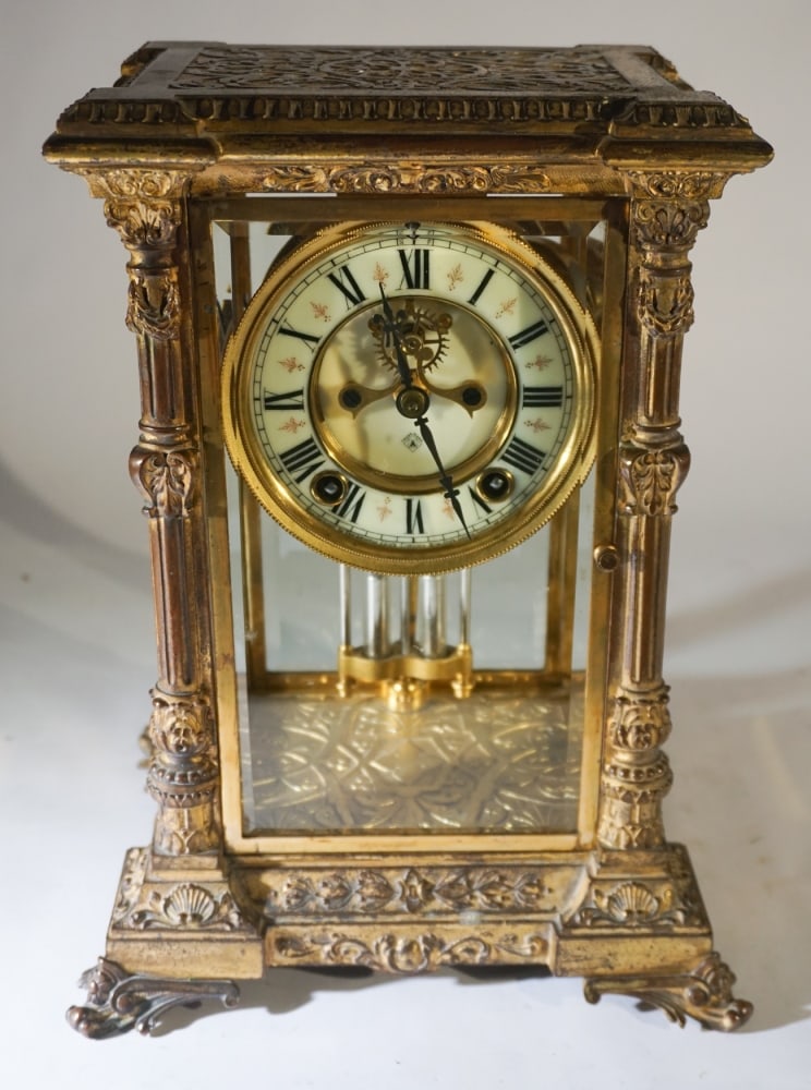 Fine Antique Ansonia Crystal Table Regulator Clock (1 of 5)
