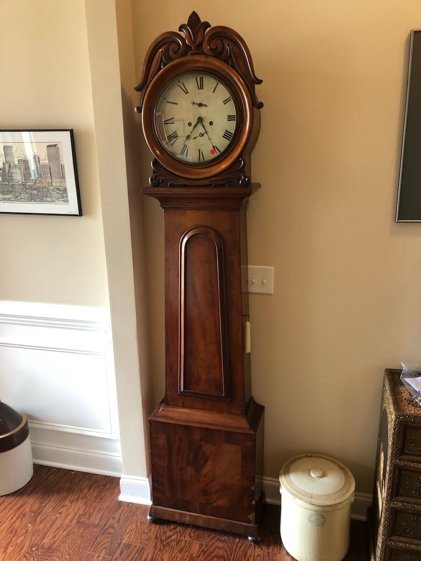 English Regency Mahogany Keyhole Tall Case Clock (1 of 3)