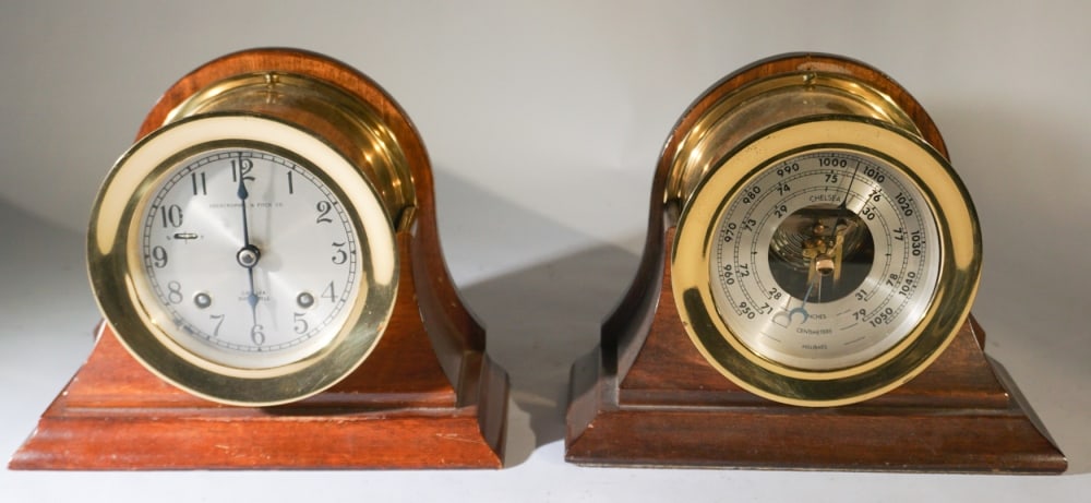 Two Vintage Chelsea Brass Porthole Clocks (1 of 3)