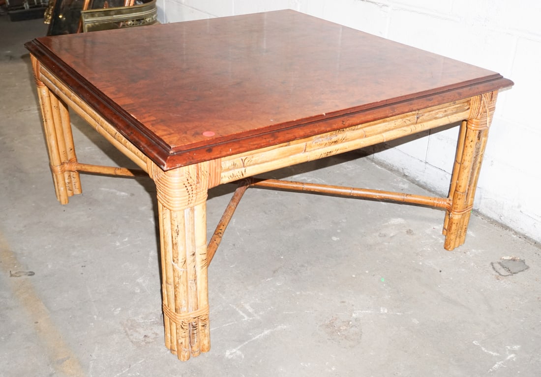 Mid Century Walnut & Bamboo Coffee Table (1 of 2)