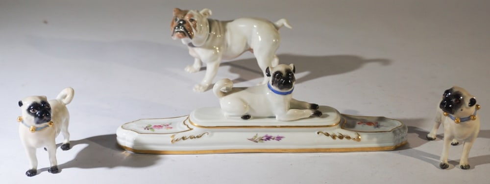 Collection German Meissen Porcelain Bulldogs (1 of 3)