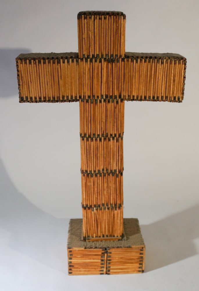 Antique Folk or Tramp Art Matchstick Cross (1 of 2)