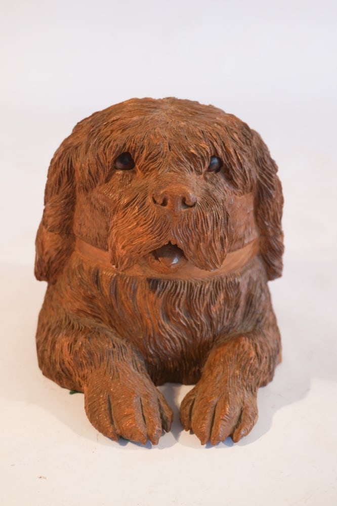 Antique German Black Forest Carved Dog Music Box (1 of 4)