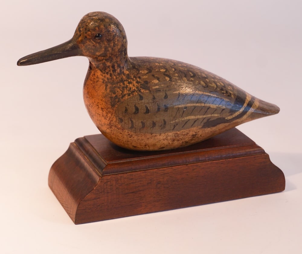 Antique Carved & Painted Shore Bird Decoy on Stand (1 of 4)