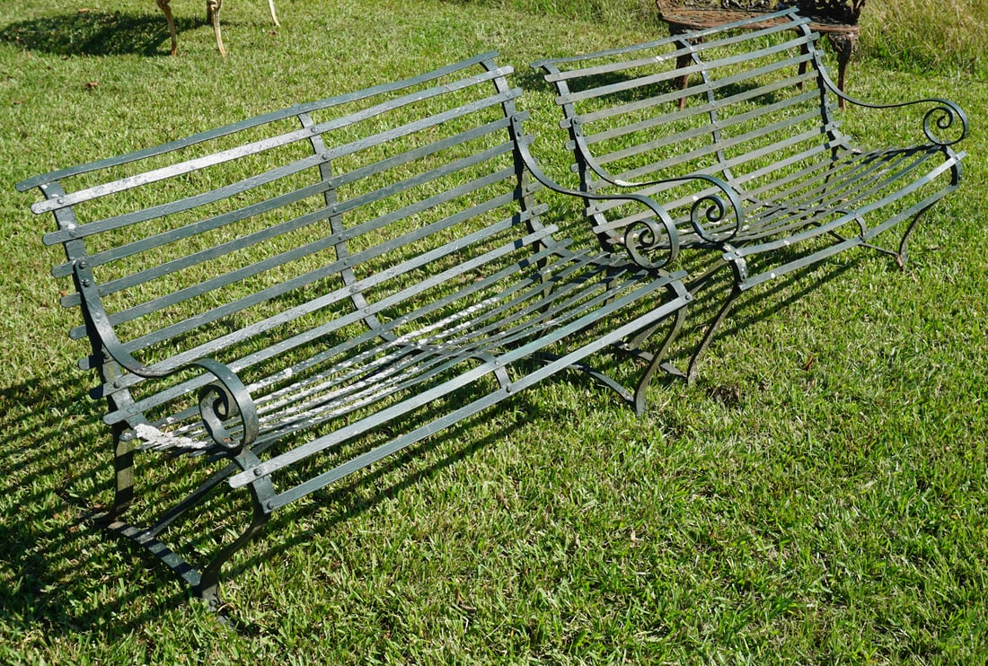 Very Fine Pair Antique Wrought Iron Garden Benches (1 of 5)