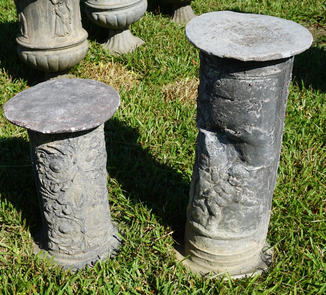 Charming Pair Antique Cast Lead Plant or Pot Stand (1 of 3)