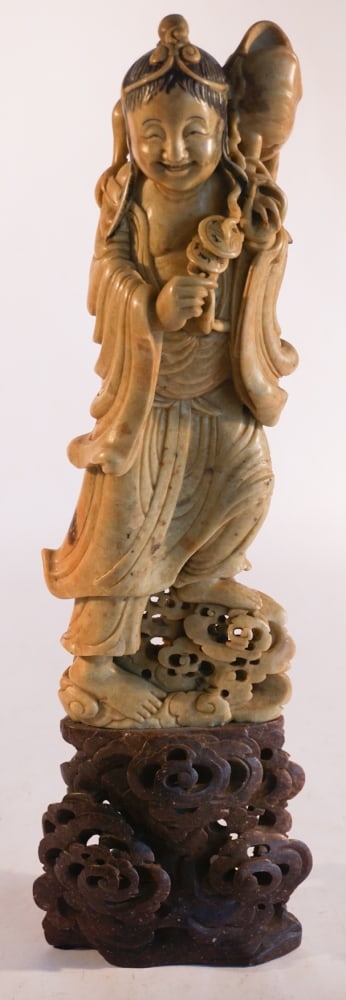 Antique Chinese Carved Soapstone Standing Figure (1 of 10)