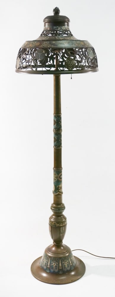 Antique Chinese Bronze Cloisonne Floor Lamp (1 of 4)