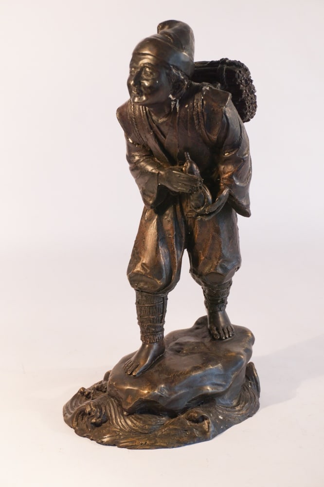 Antique Japanese Bronze Meiji Figure of Man (1 of 3)