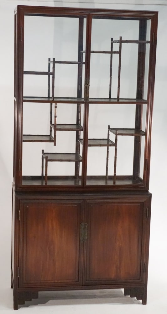 Antique Chinese Carved Hardwood Display Cabinet (1 of 7)