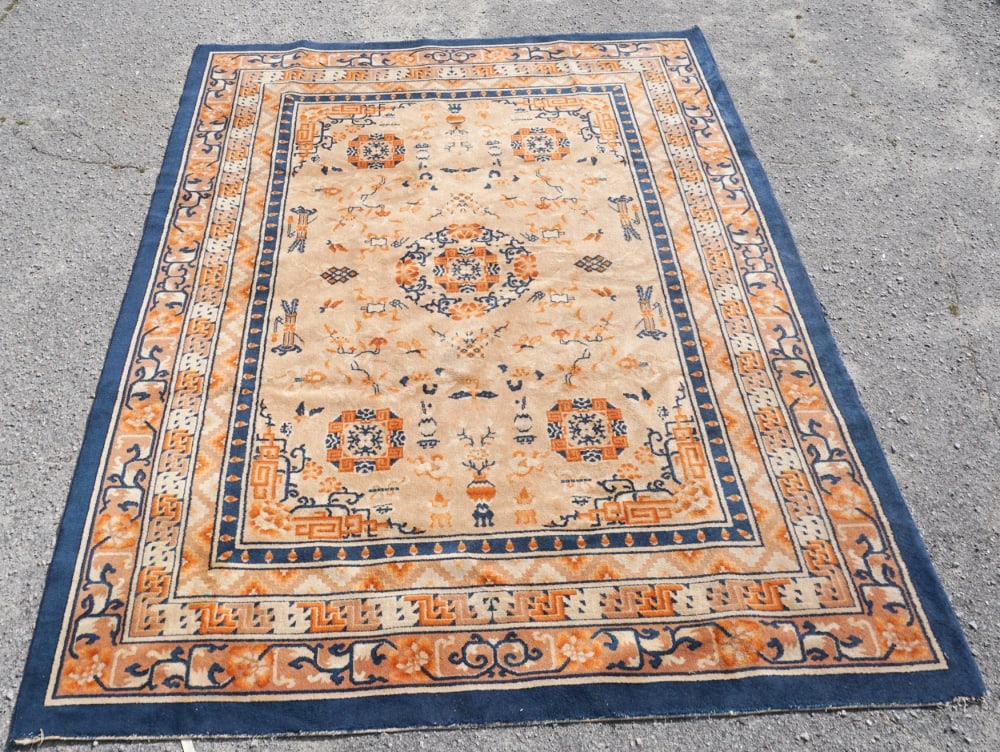 Vintage Art Deco Chinese Peking Carpet (1 of 3)