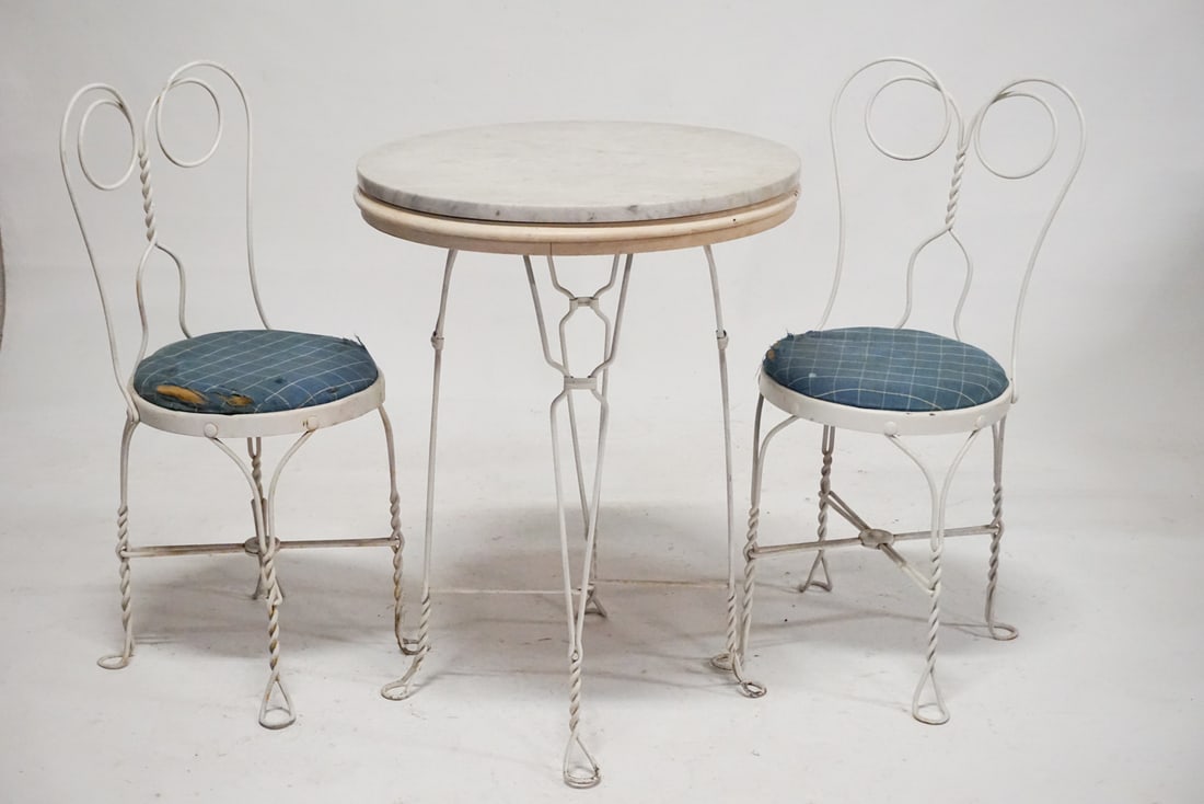 Art Deco Marble Top & Wire Frame Ice Cream Tables (1 of 2)