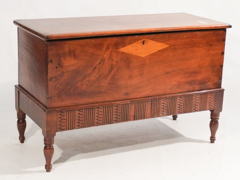 Fine Southern Inlaid & Carved Walnut Blanket Chest (1 of 5)