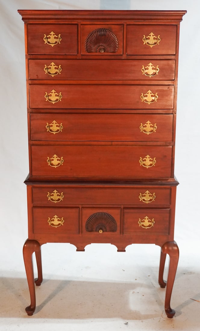 Fine American Queen Anne Carved Maple High Boy (1 of 6)