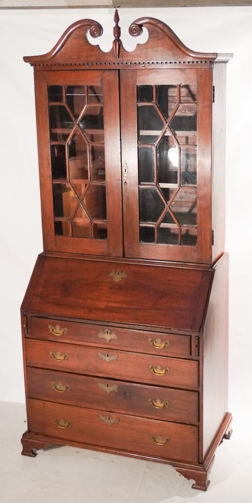 Exceptional Southern Chippendale Black Walnut Secretary Bookcase (1 of 12)