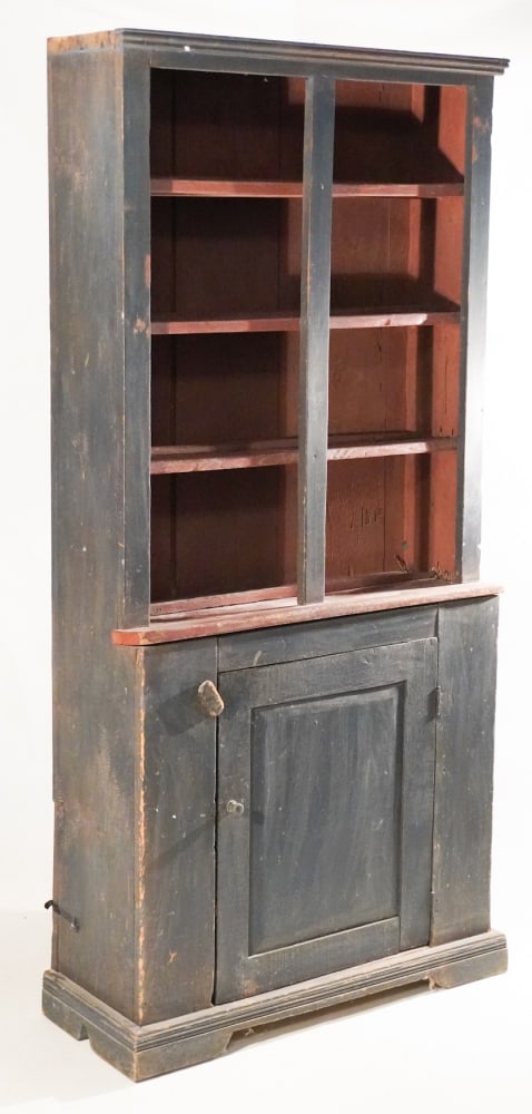 Excellent Southern Backcountry Country Heppelwhite Step Back Painted Cupboard (1 of 4)