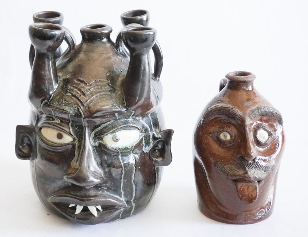 Two Southern Stoneware Face Jugs (1 of 3)