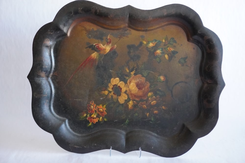 Antique English Towl Painted Serving Tray (1 of 3)