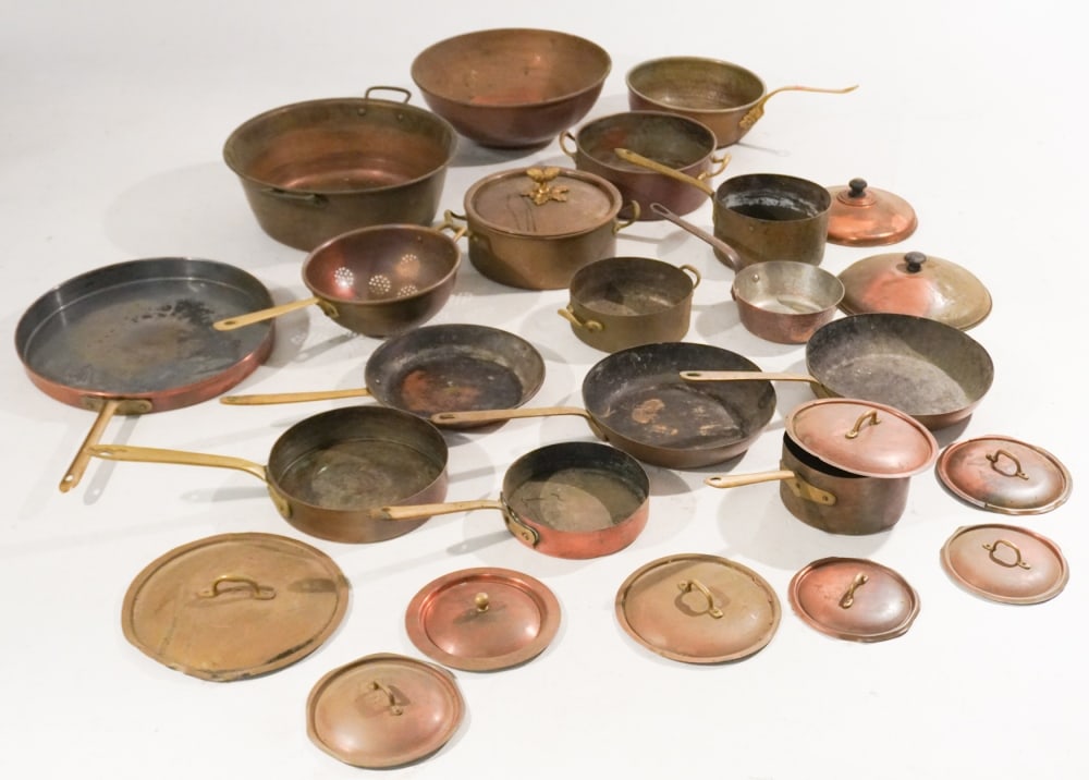 Collection Antique Copper Pots & Pans (1 of 3)