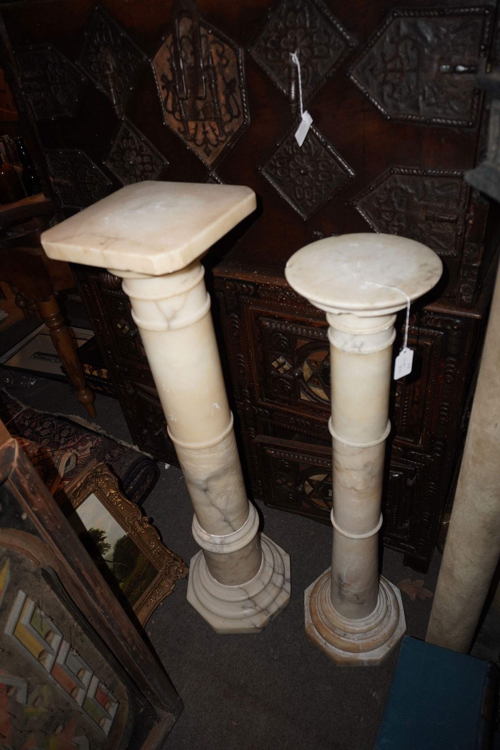 Two Antique White Marble Display Stands (1 of 3)