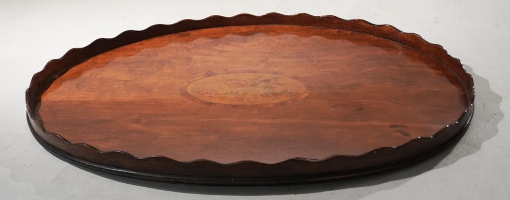 English Edwardian Inlaid Mahogany Serving Tray (1 of 2)