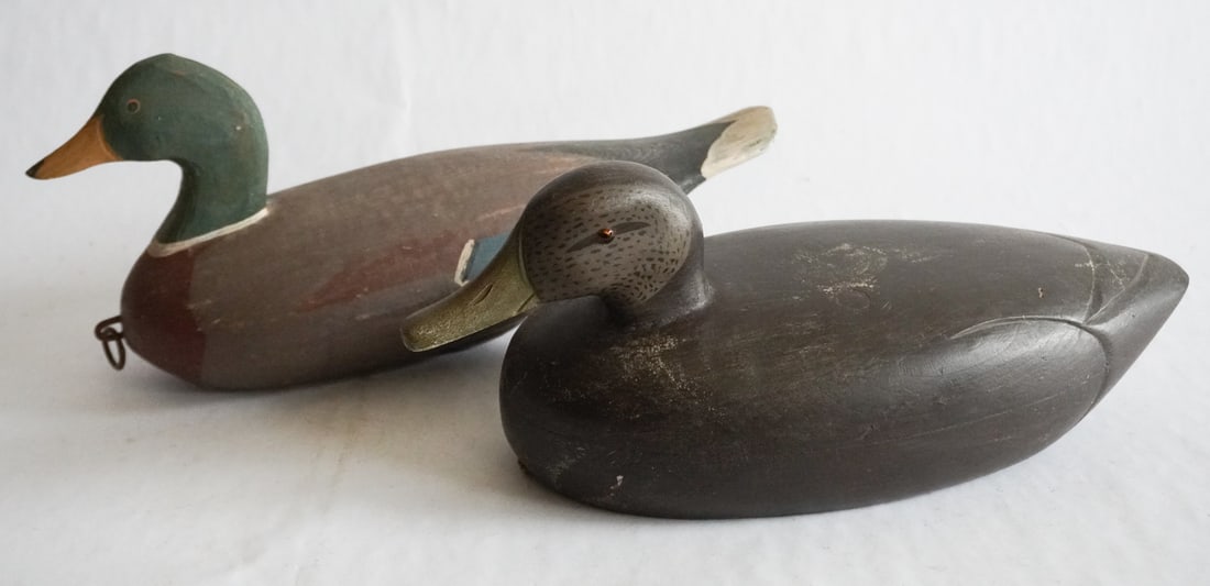 Two Vintage Carved & Painted Duck Decoys (1 of 3)
