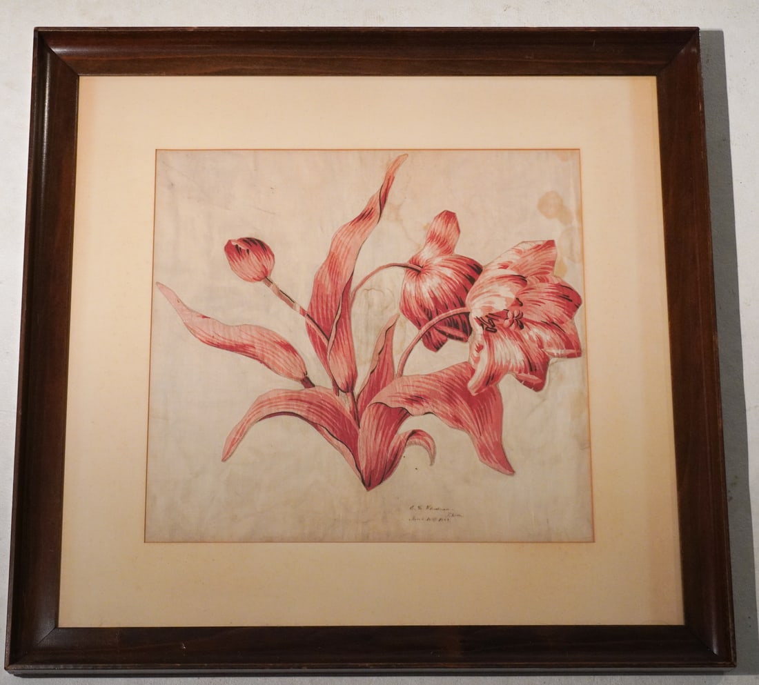 Antique Chintz Framed Quilt Picture Signed & Dated (1 of 3)