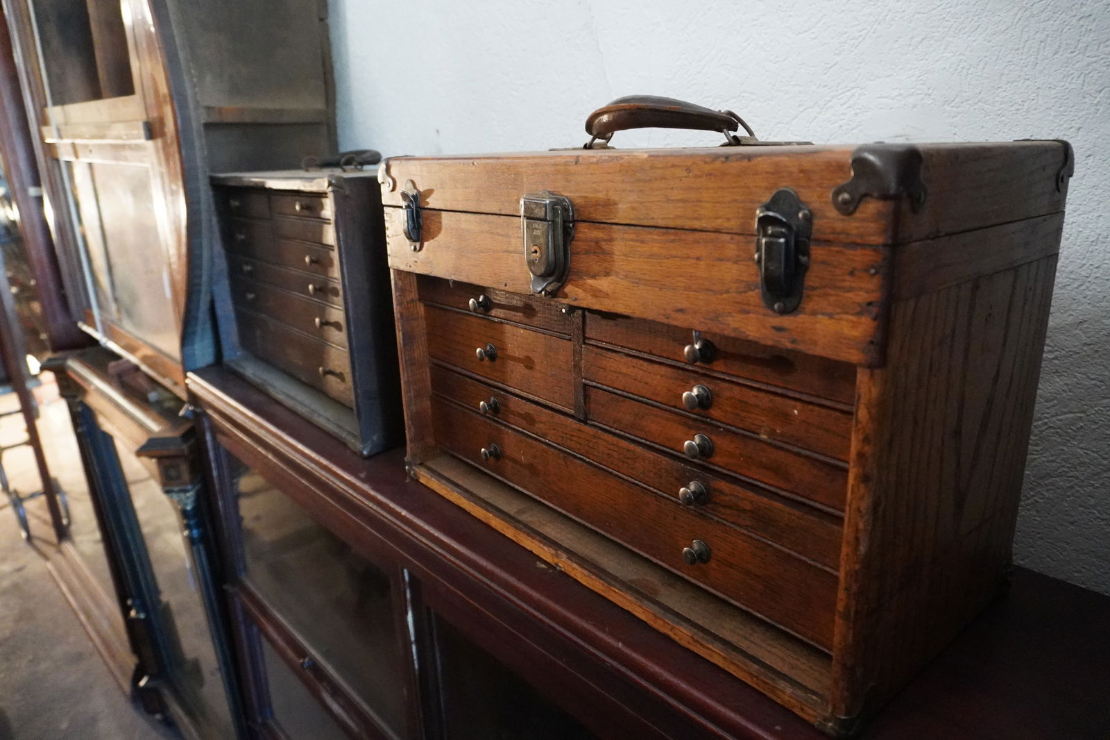Collection Three Antique Wooden Tool Boxes (1 of 6)