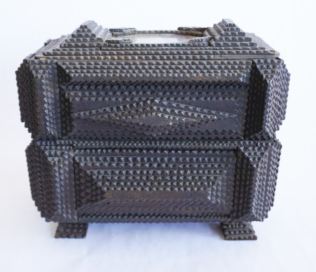 Handsome Antique Tramp Art Sewing or Table Cabinet (1 of 4)