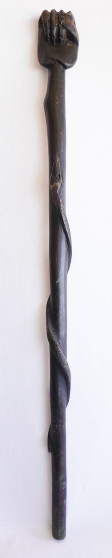 Antique Southern Folk Art Carved Snake Cane (1 of 4)