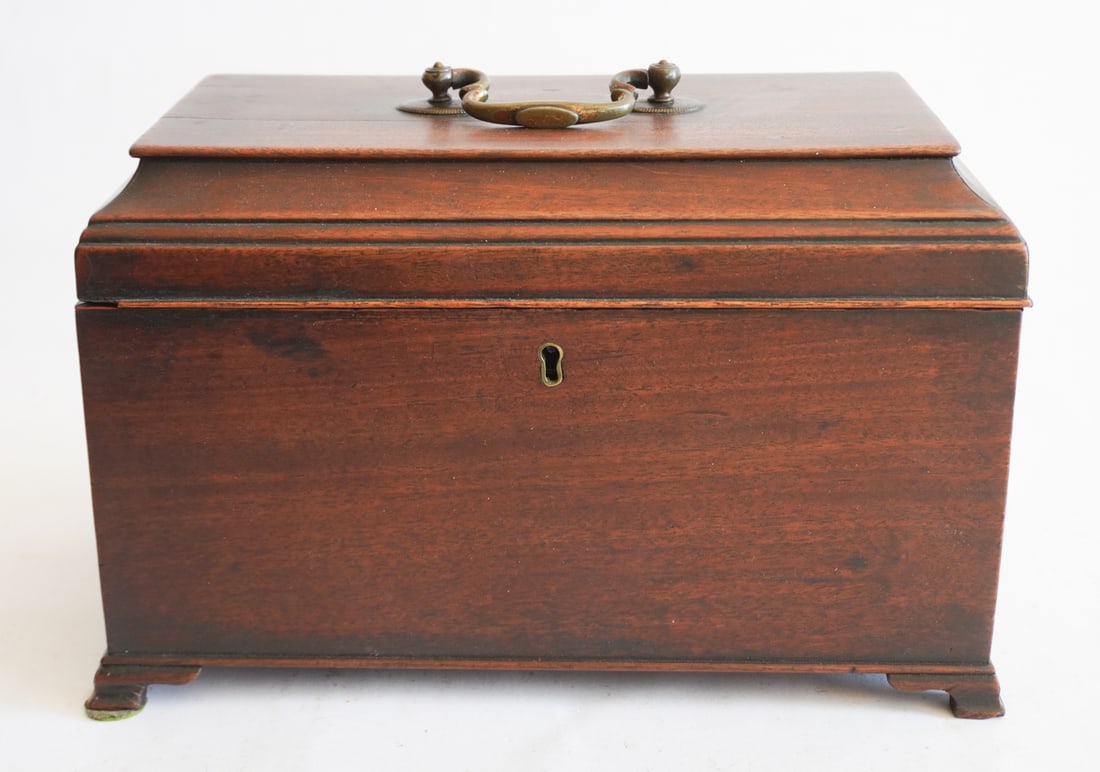 Charming English George III Mahogany Tea Caddy (1 of 3)