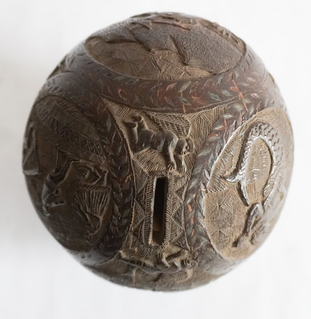 Antique Sailor Made Carved Coconut (1 of 3)