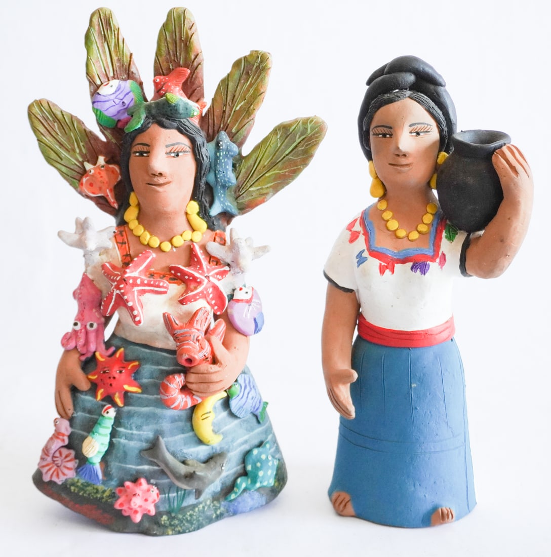 Two Charming Vintage Mexican Art Pottery Table or Cabinet Sculptures (1 of 3)