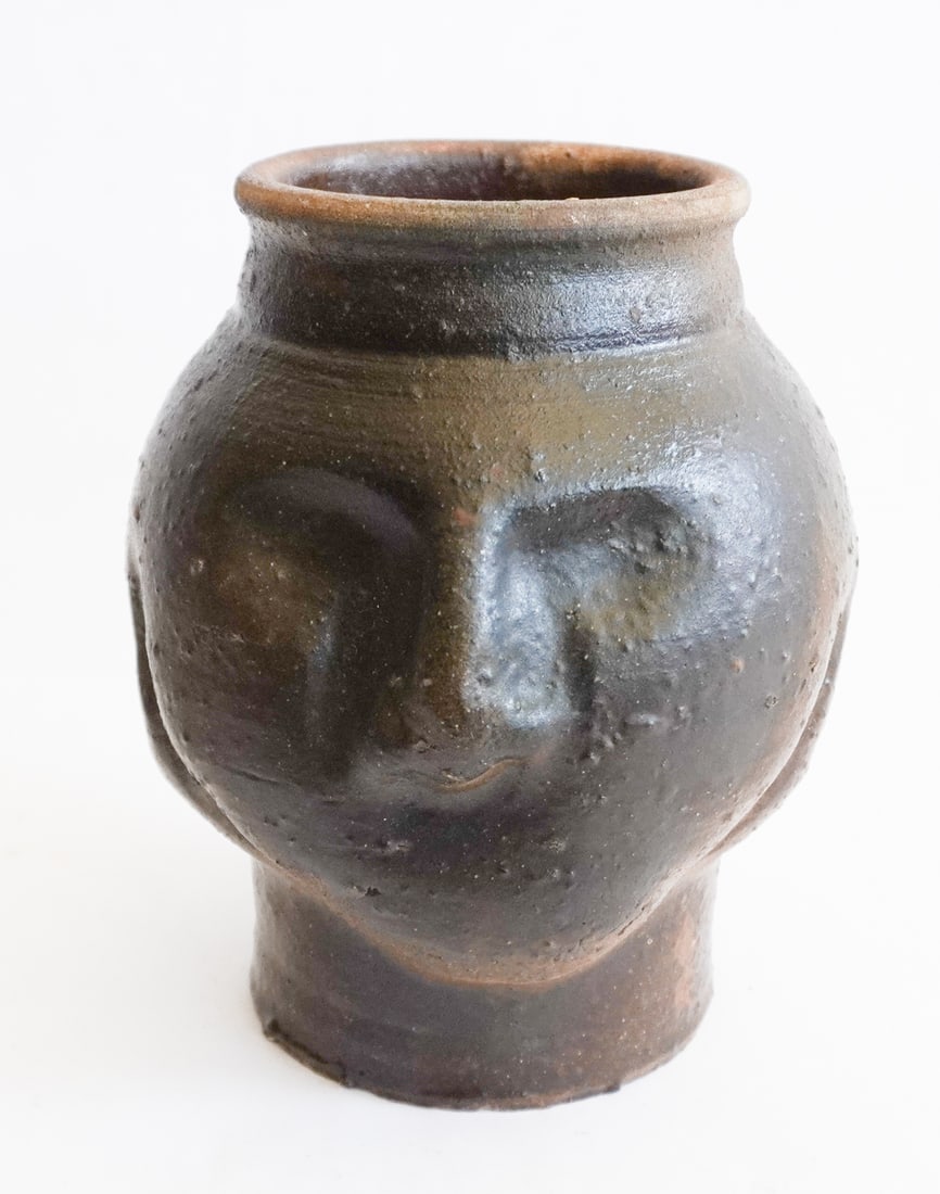 Vintage Stoneware Face Vessel (1 of 3)