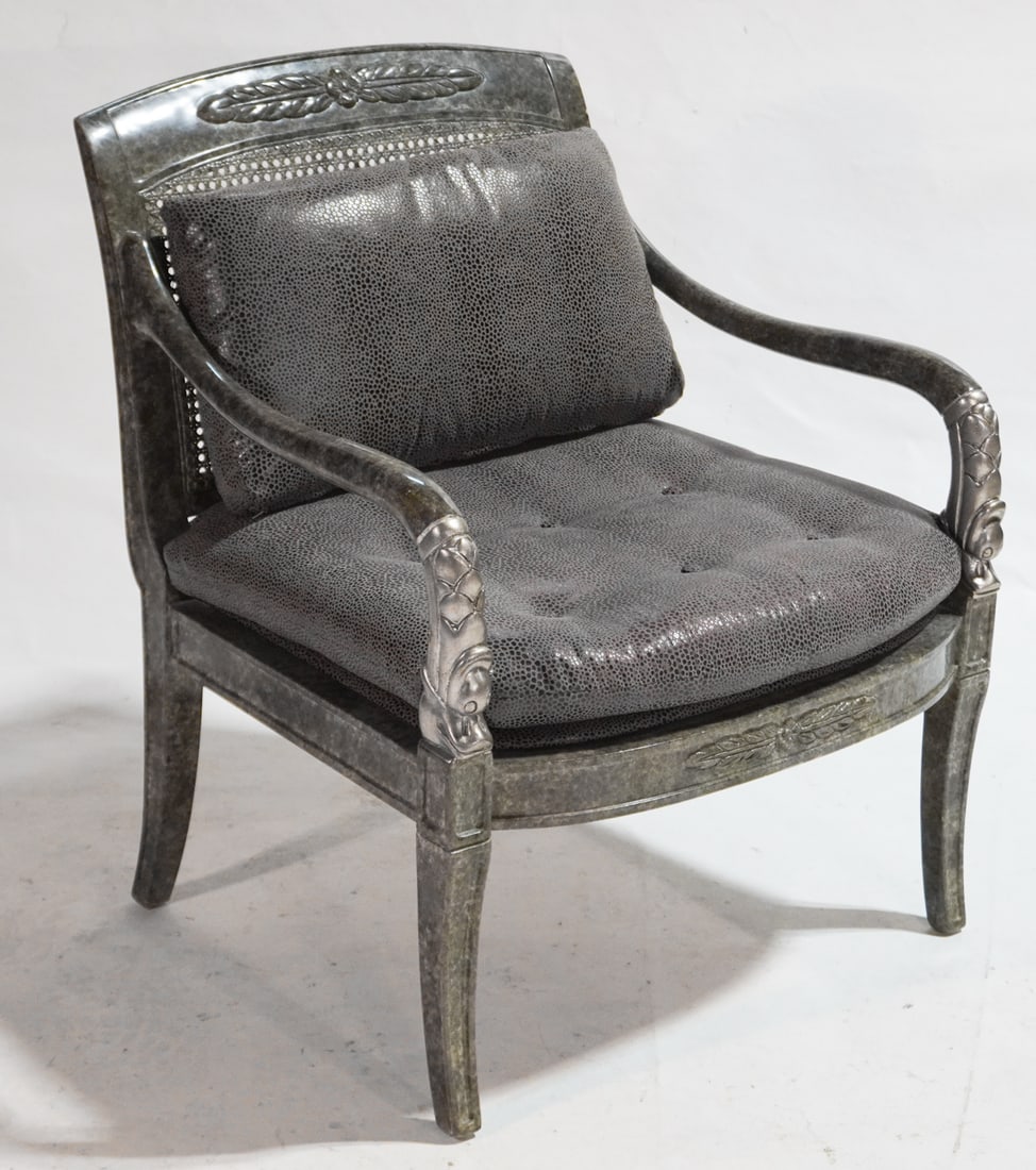 Art Deco Faux Marble Regency Style Armchair (1 of 3)