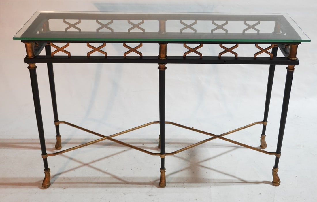Art Deco Style Glass Top Iron Console Table (1 of 2)