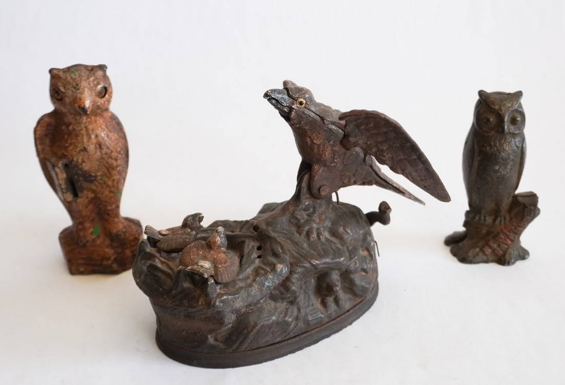 Three Antique Cast Iron Banks, One Mechanical (1 of 3)