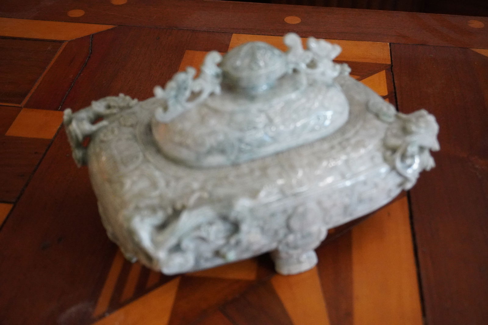 Antique Chinese Carved Jade Lidded Box (1 of 7)