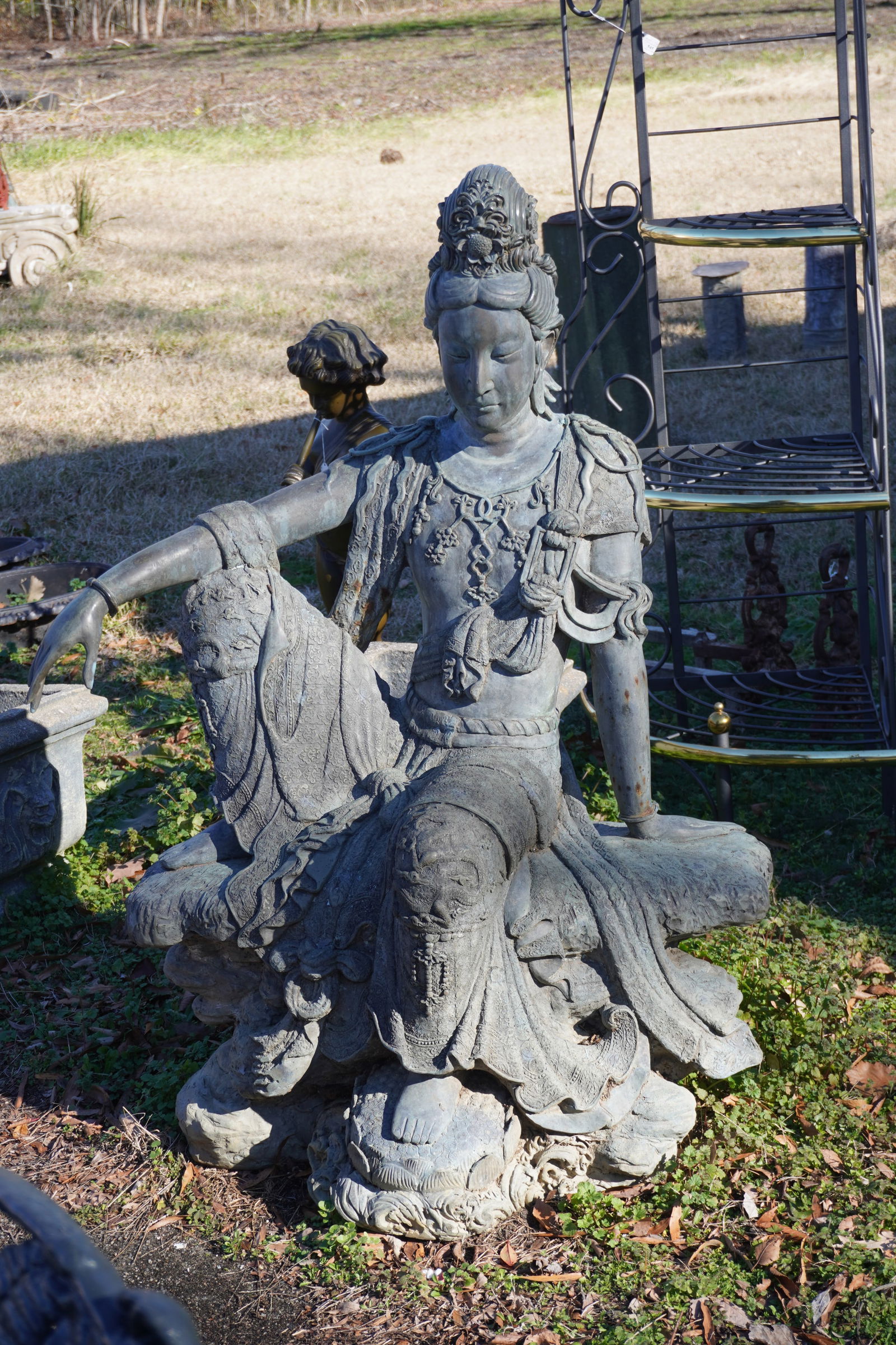 Antique Chinese Bronze Quan Yin Seated Figure (1 of 6)