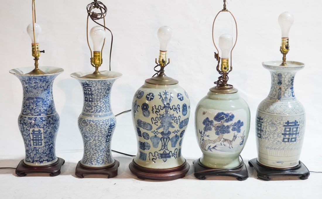 Antique Chinese Blue & White Porcelain Canton Urns (1 of 2)