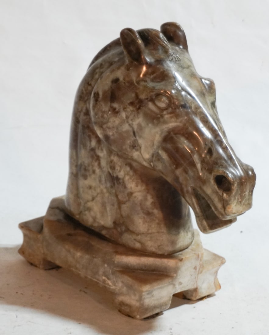 Antique Chinese Carved Soapstone Horse Head (1 of 3)