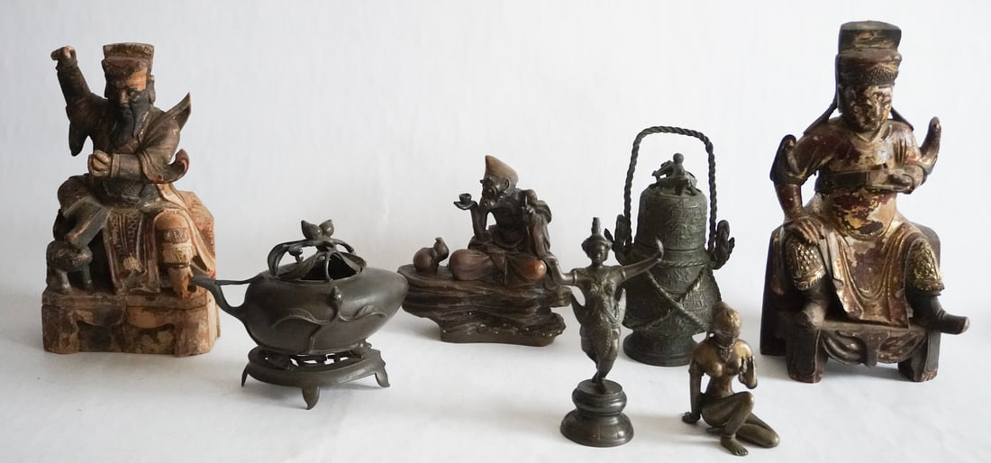 Antique Chinese Bronze & Carved Wood Figures (1 of 5)