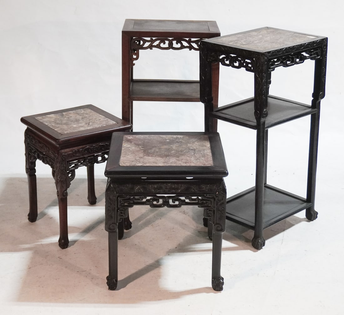 Collection Antique Chinese Carved Rosewood Stands (1 of 5)