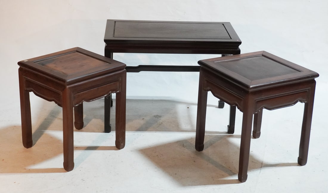 Three Antique Chinese Carved Hardwood Side Tables (1 of 3)