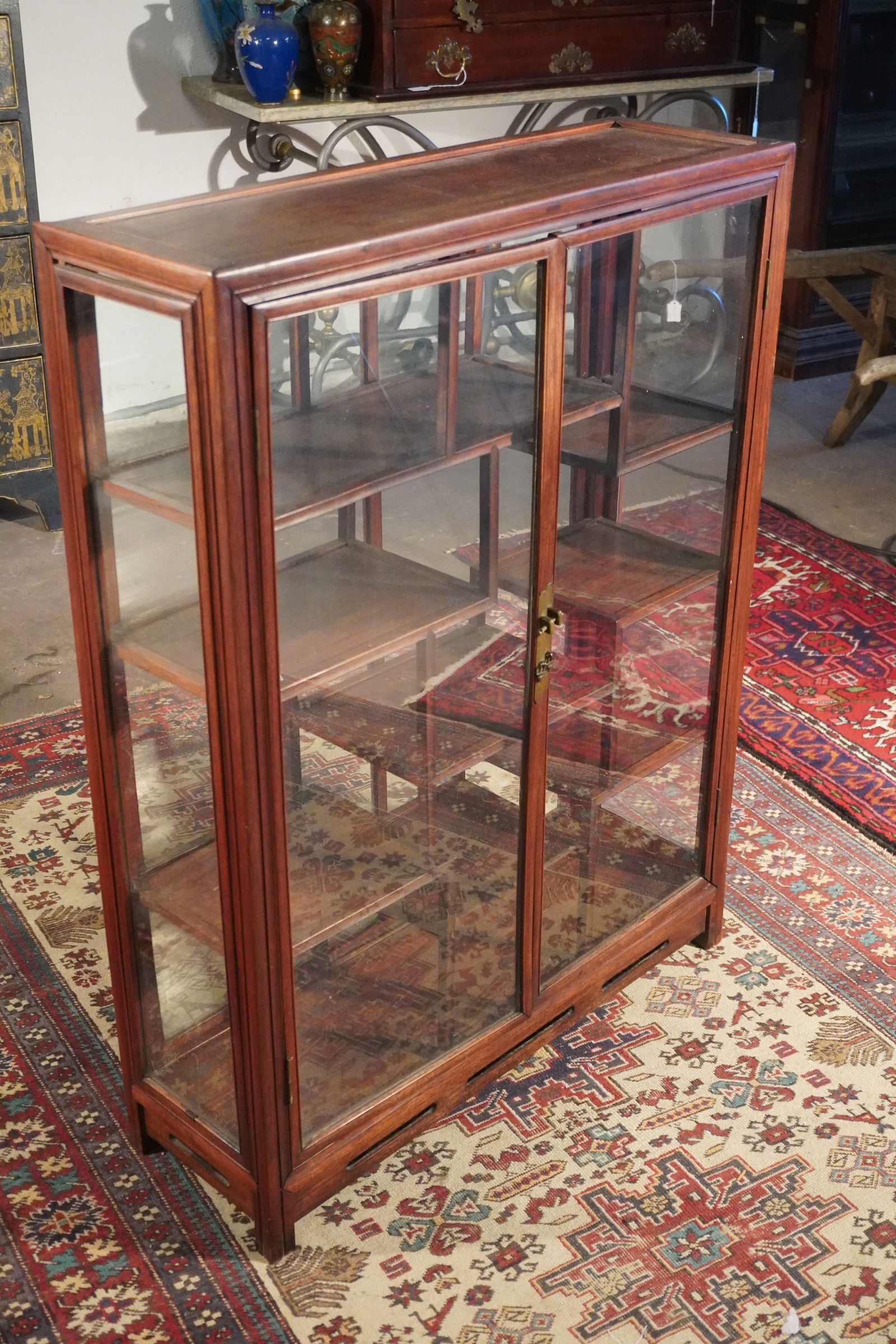 Antique Chinese Carved Hardwood Display Cabinet (1 of 5)