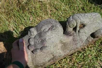 Antique Chinese Carved Stone Fool Lion Figure (1 of 1)