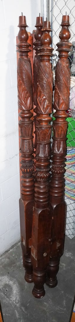American Classical Carved Mahogany Four Poster Bed (1 of 3)