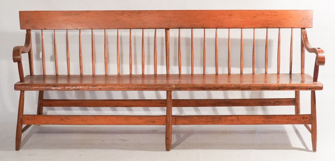 Handsome American Sheritan Windsor Settle Bench (1 of 4)