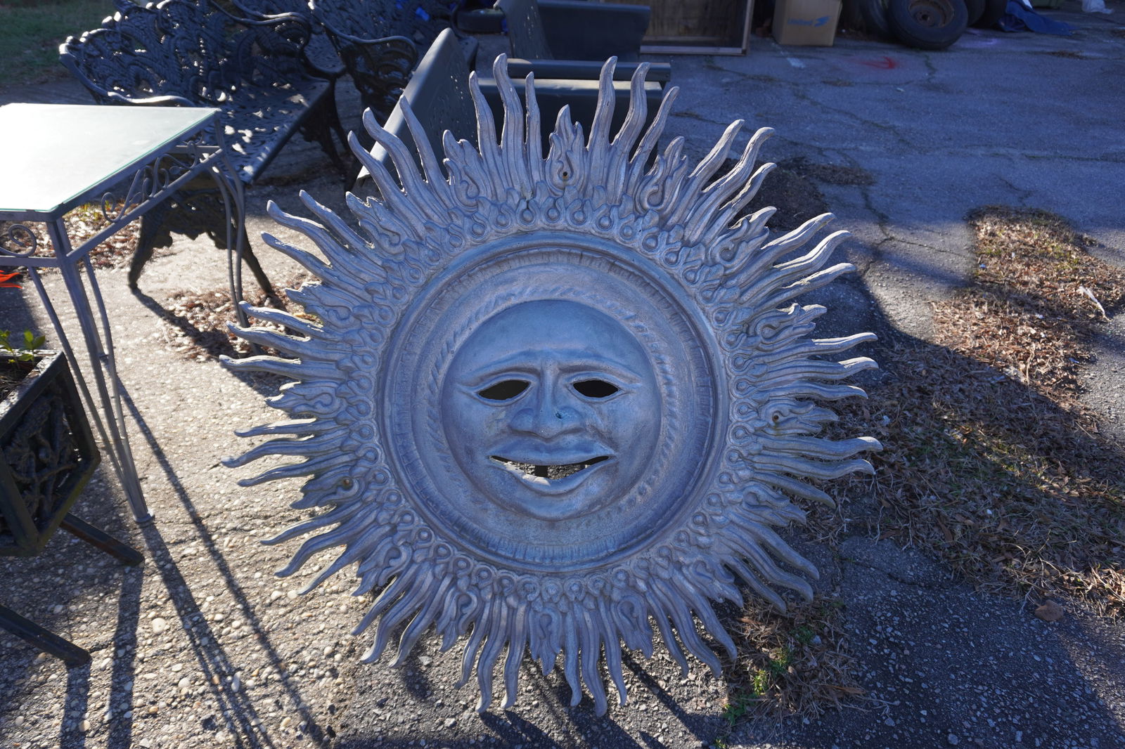 Vintage Cast Aluminium Deco Style Sun Wall Hanger (1 of 3)