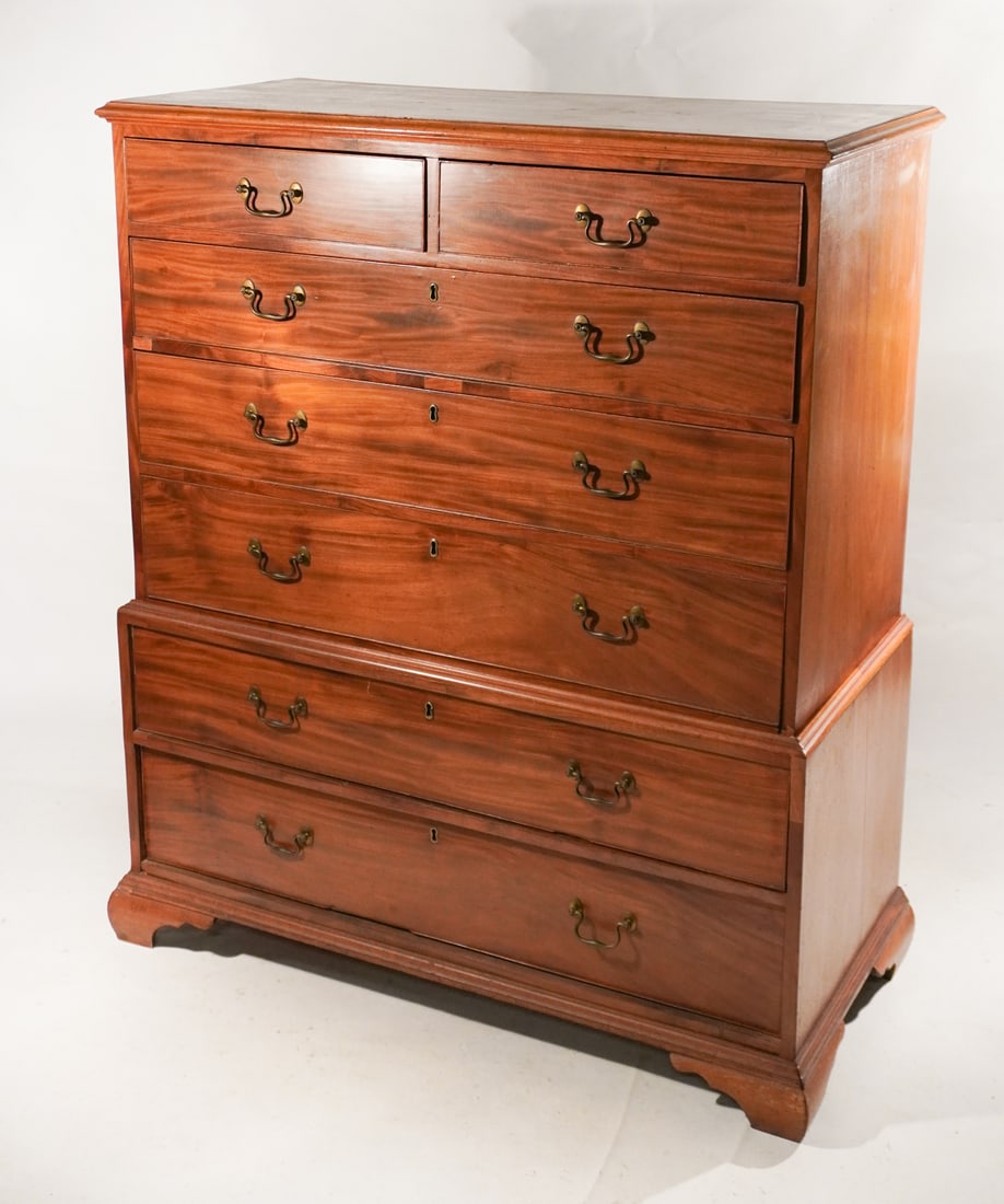 English George III Figured Mahogany Chest on Chest (1 of 3)